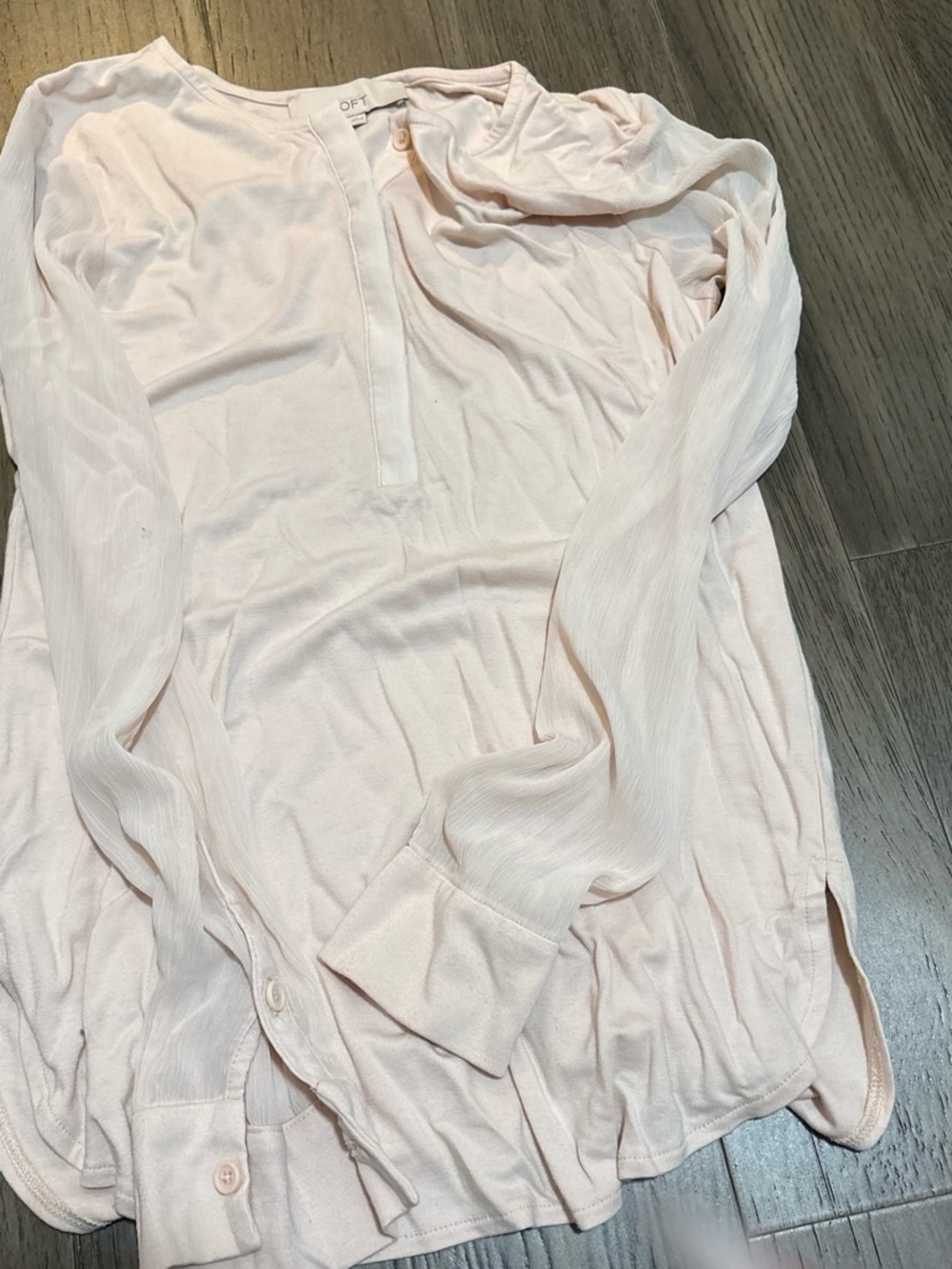 LOFT Pale Blush Long-Sleeve Henley Top